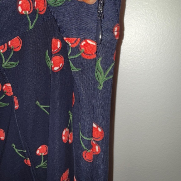 Talbots Woman 22W Cherry Print Flounce Skirt Navy Red Fruit Pattern NWT - Picture 7 of 15